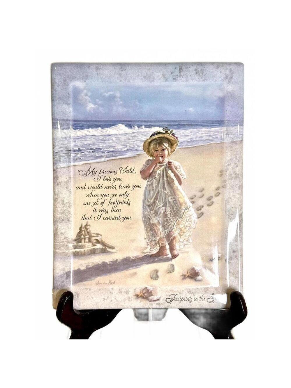 Bradford Exchange Sandra Kuck “Footprints in the Sand” Ceramic Wall Plaque